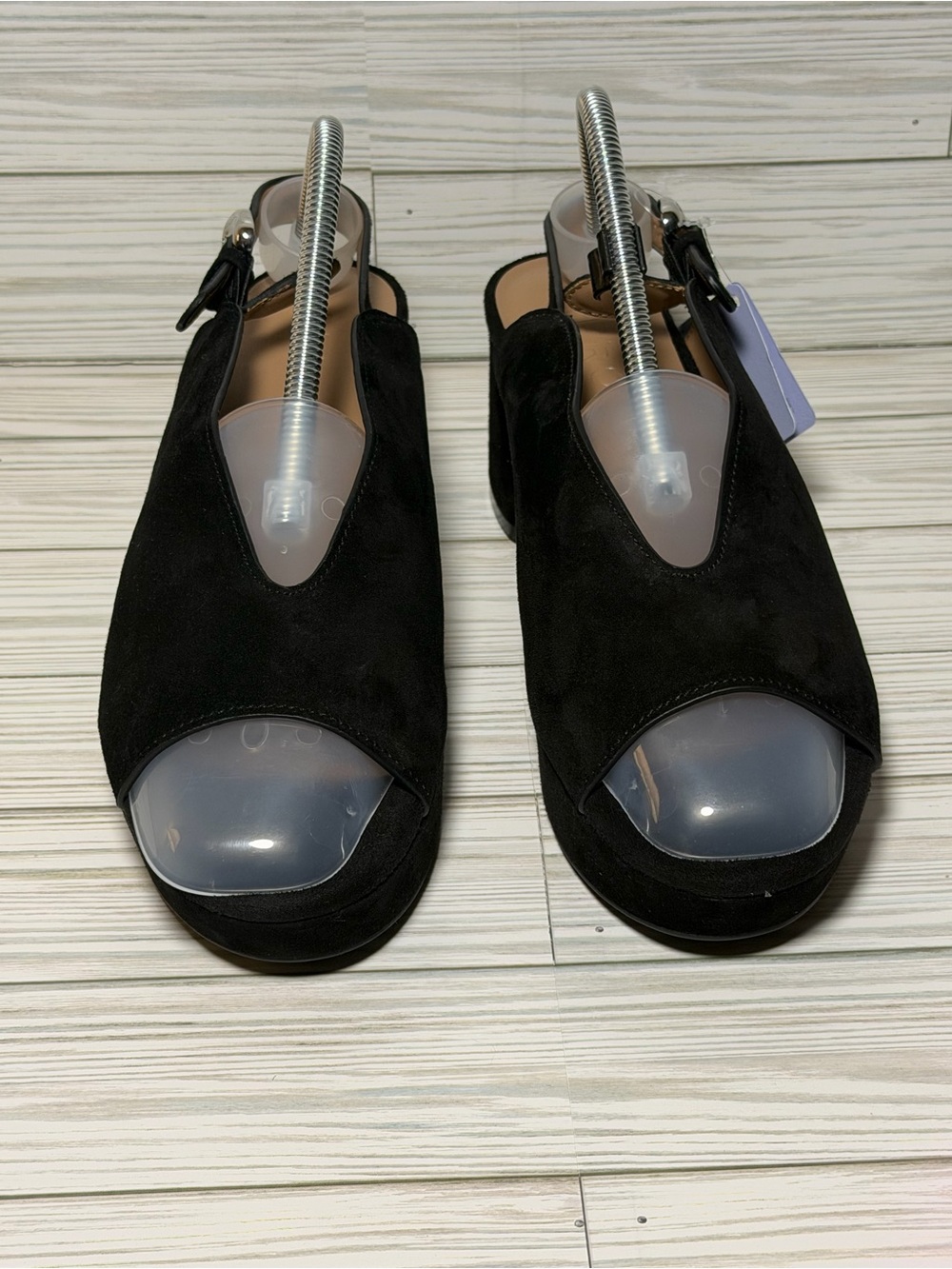 NWT Aerosoles Cornelia Women’s 9.5M Black Suede Peep Toe Platform Block Heel San - Picture 2 of 9